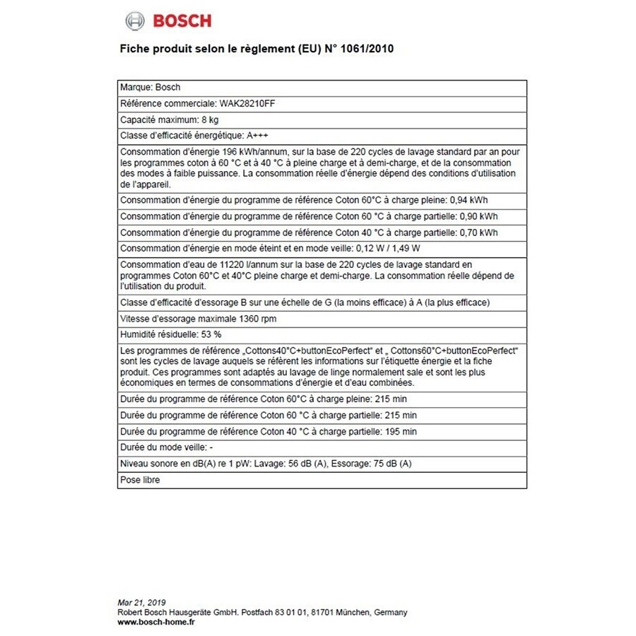 Bosch WAK28210FF n°4